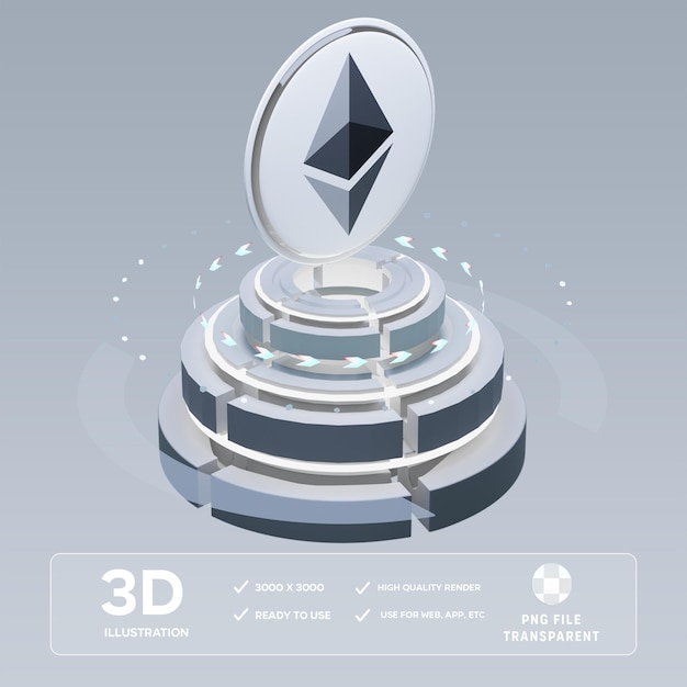 PSD metaverse ethereum eth 3D illustratie