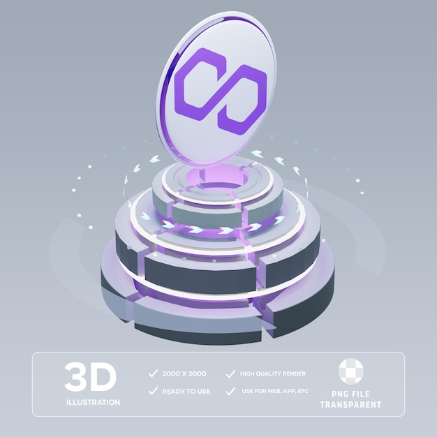 PSD metaverse polygon matic 3D Illustration
