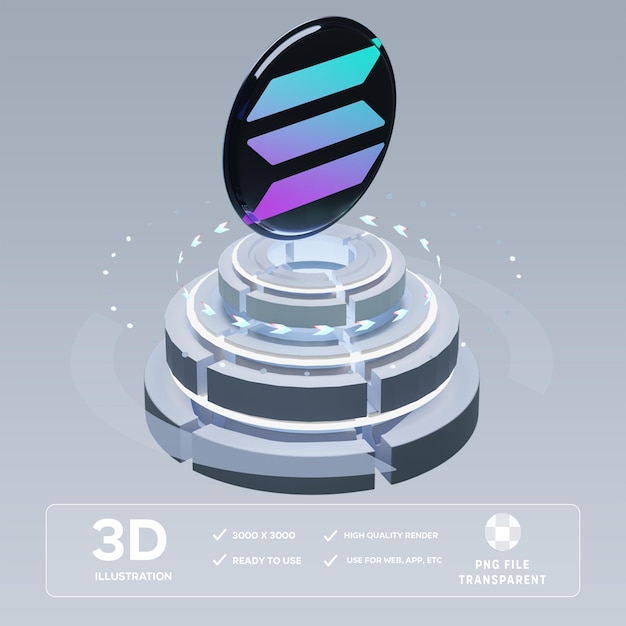 PSD метаверсия solana sol 3D иллюстрация