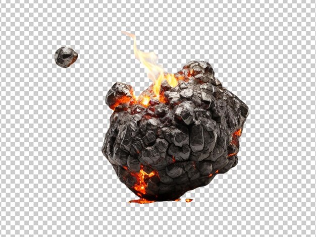 Psd di un incendio di meteorite su uno sfondo trasparente