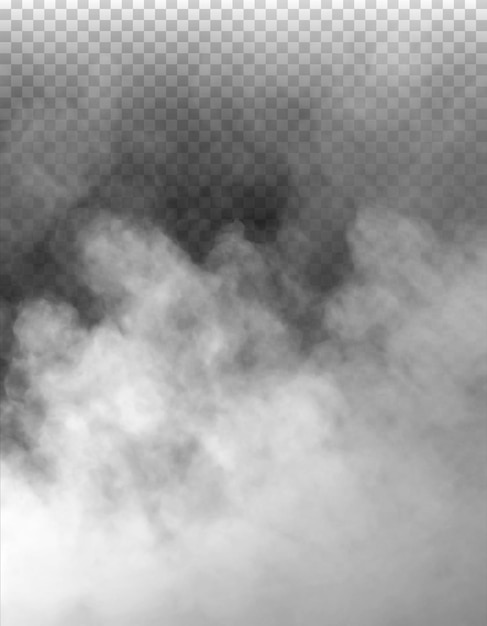 PSD Mgła lub dym izolowane przezroczyste tło Biała chmura mgła smog pary pyłu PNG