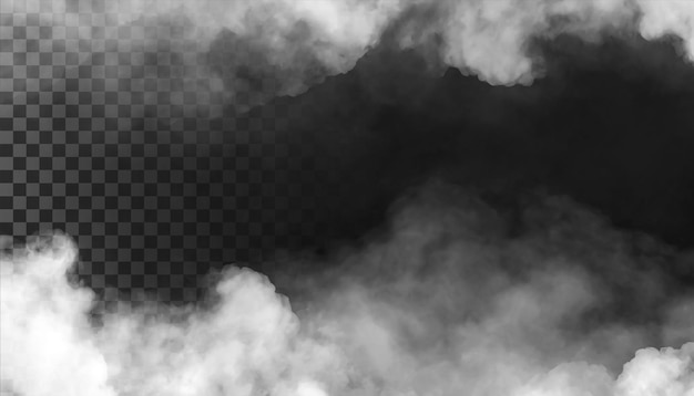 PSD Mgła lub dym izolowane przezroczyste tło Biała chmura mgła smog pary pyłu PNG