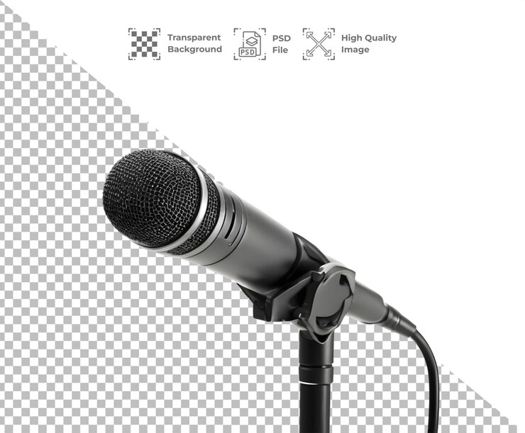 PSD Microfoon geïsoleerd op doorzichtige achtergrond