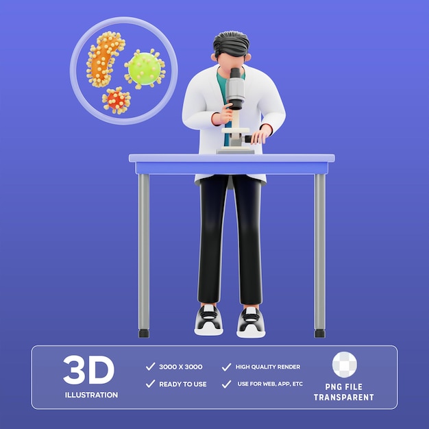 PSD Microscope Analysis 3D Illustration