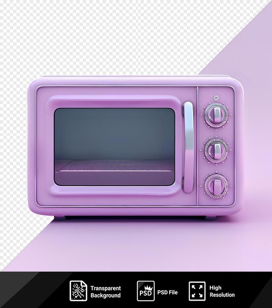 PSD psd microwave oven with silver handle and black screen on pink background png psd