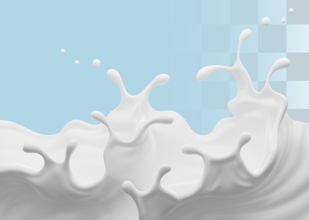 PSD ミルク スプラッシュ 3D レンダリング