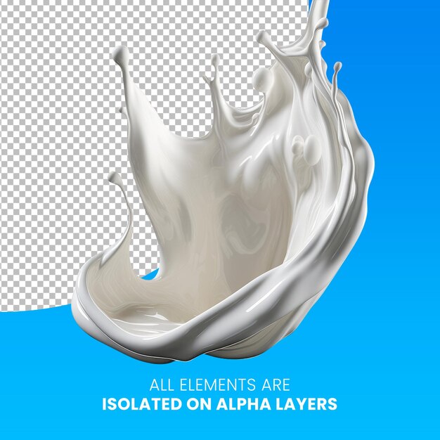 Psd milk splash separated from background png