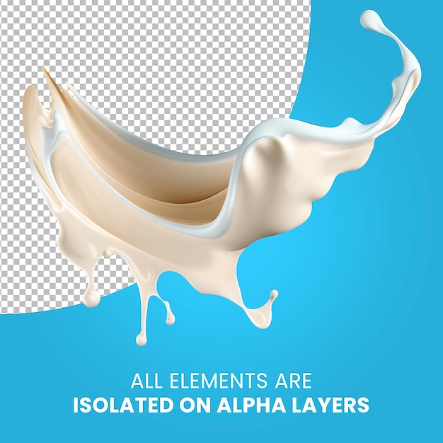 PSD milkshake splash geïsoleerd op alpha layer png