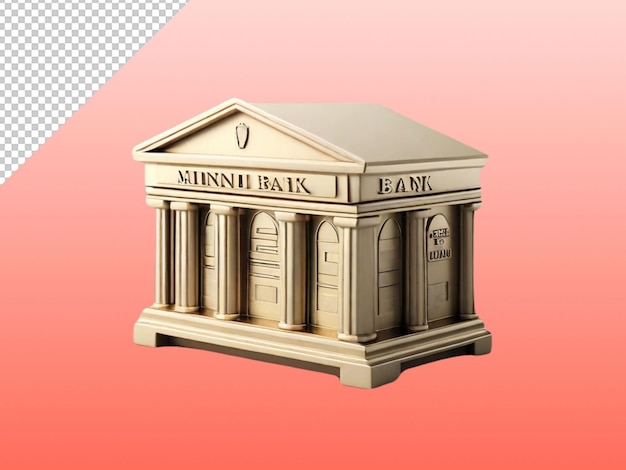 PSD psd of a mini 3d bank on transparent background