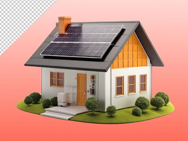 PSD psd of a mini 3d solar house on transparent background