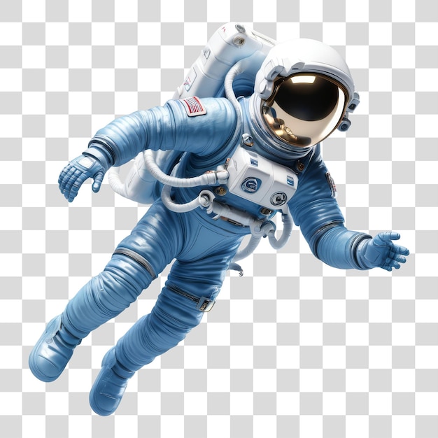 PSD psd miniature of an astronaut floating in blue color transparent background