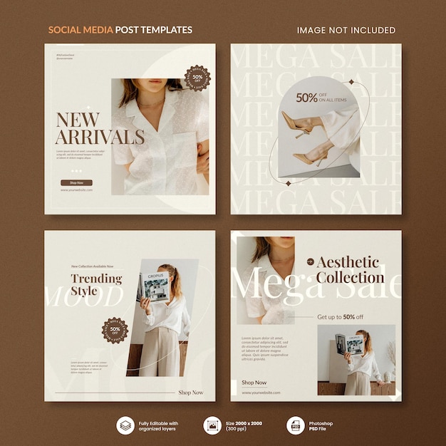 psd minimal and elegant fashion sale instagram posts collection