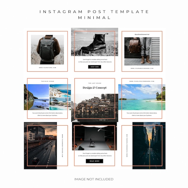 PSD Minimal fashion pack instagram post sjabloon