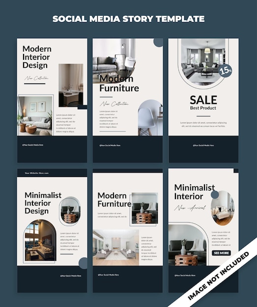 Psd minimalism furniture social media instagram post story banner template collection 2