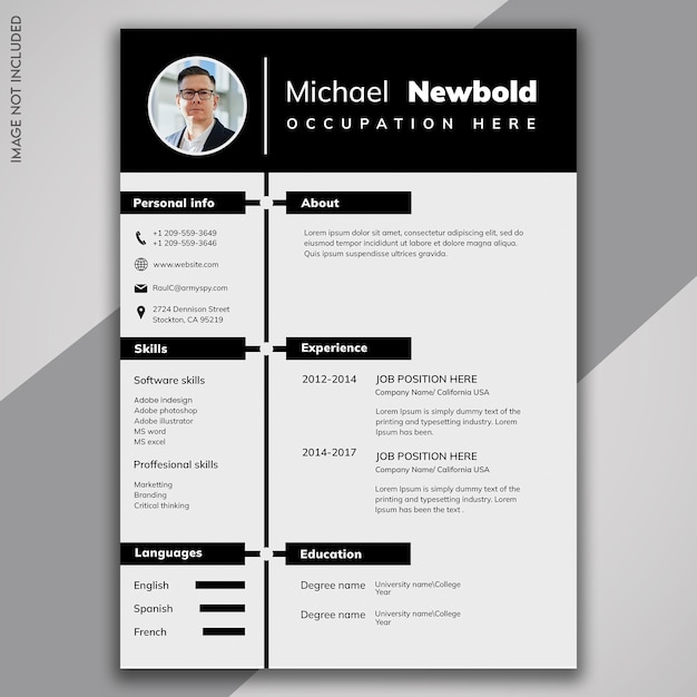 PSD minimalist clean and modern resume or cv template