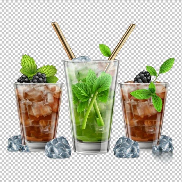 PSD psd mint julep коктейль изолированный прозрачный фон