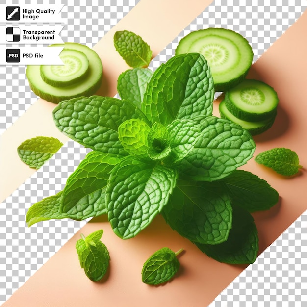 PSD psd mint leaves on transparent background