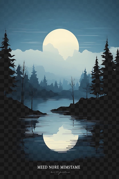 PSD psd of misty lake surrounded by pine trees cool blues and greens da template clipart tattoo design