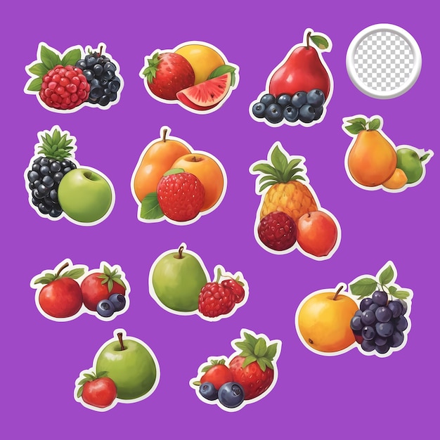 Psd mix fruits watercolor digital clipart collection