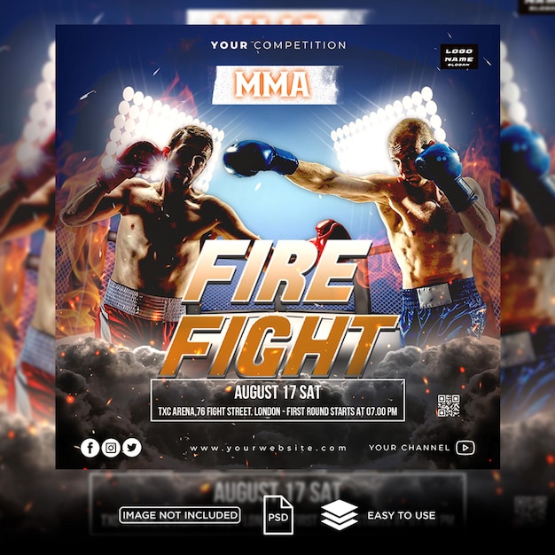 PSD psd mma fight flyer and social media template