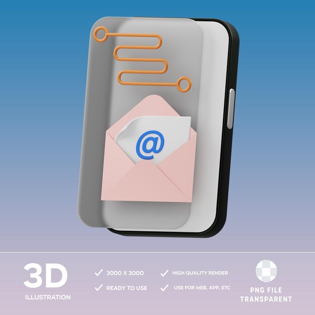 PSD мобильная электронная почта 3D иллюстрация
