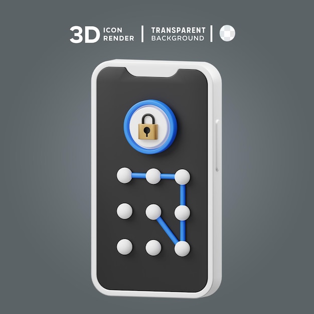 PSD psd mobile pattern lock 3d icoon illustratie