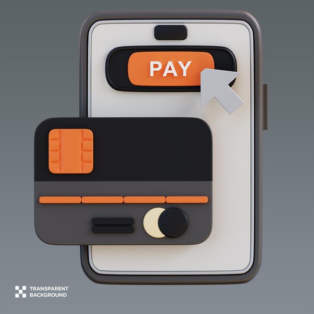 PSD mobile payment 3D Illustration
