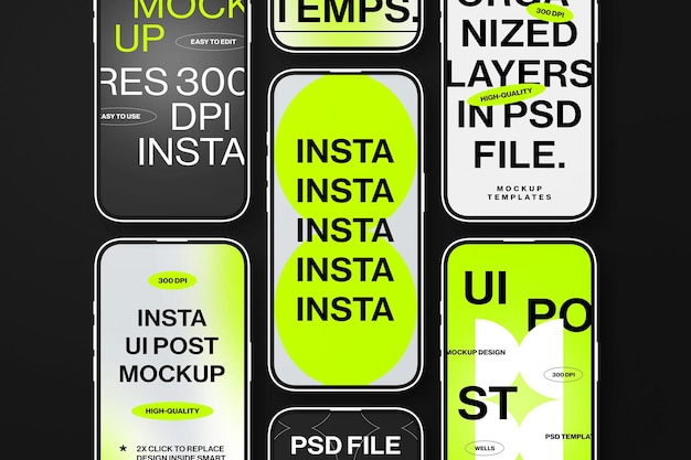 PSD Mobile Phone Instagram UI Mockup Template Design