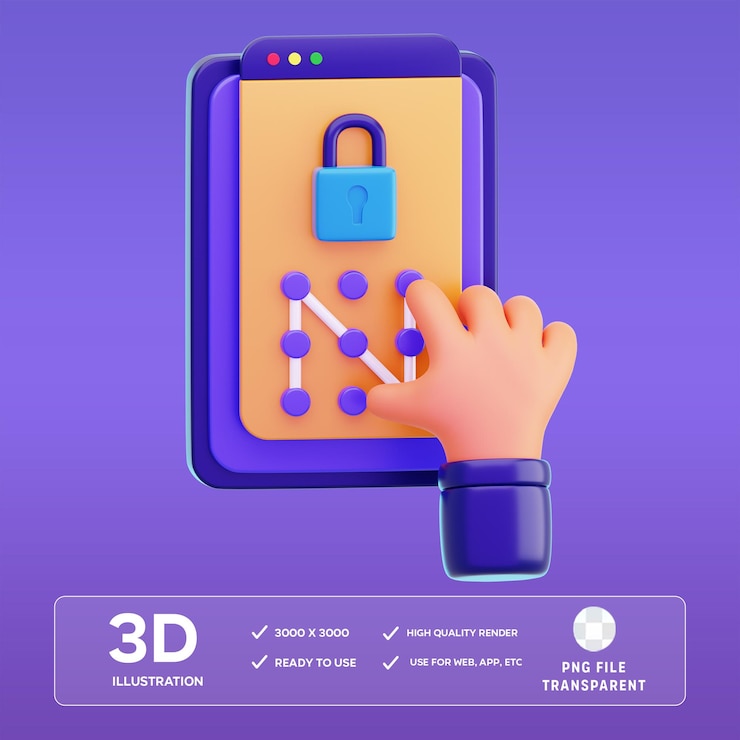 PSD psd mobile security icon 3d illustration