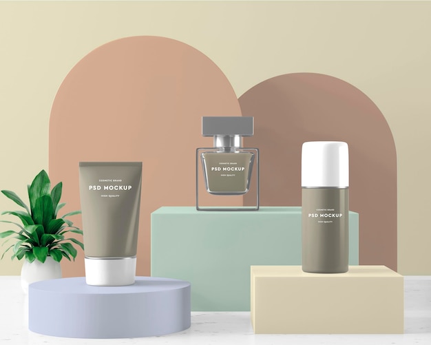psd mockup beauty care cosmetic product replacement all colors