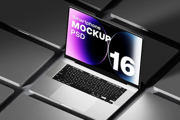 PSD psd mockup concept with laptop screen in shadow