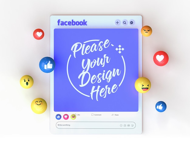 Psd mockup facebook social media 3d