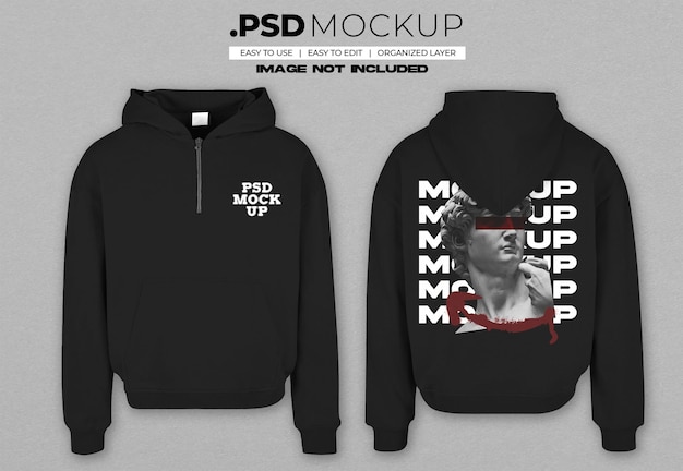 psd mockup hoodie oversize with zip