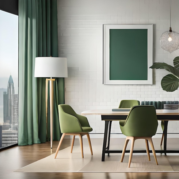 Psd Mockup modern green room frame mockup