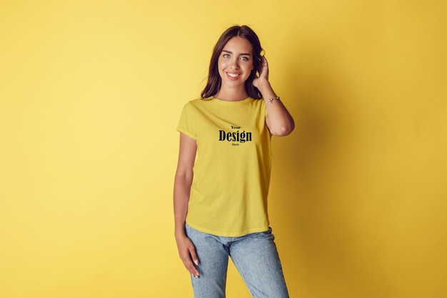 PSD mockup tshirt stylish girl amp stylish background