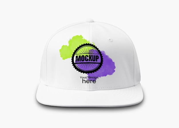 PSD mockup white blank hat 9fifty style in a white background