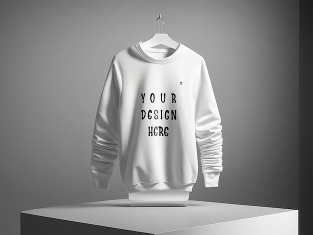 Psd mockup white hoodie with fancy background ready to add design and print