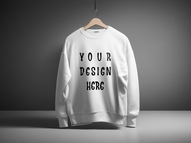 PSD mockup White hoodie with fancy background ready to add design and print