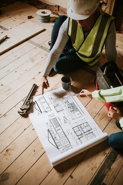 PSD-model van een vloerplan op een bouwplaats