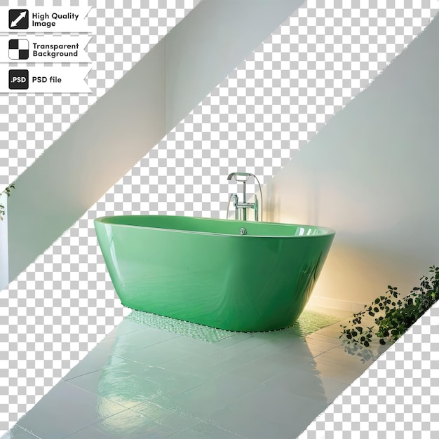 PSD interior del bagno moderno psd con vasca da bagno su sfondo trasparente con strato di maschera modificabile