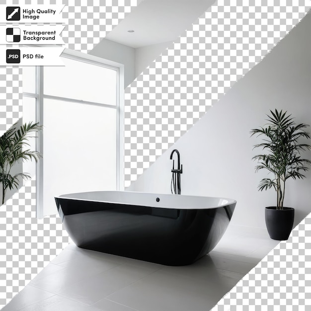 PSD psd modern bathroom interior with bathtub on transparent background with editable mask layer