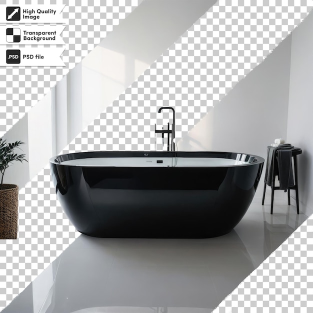 PSD interior del bagno moderno psd con vasca da bagno su sfondo trasparente con strato di maschera modificabile