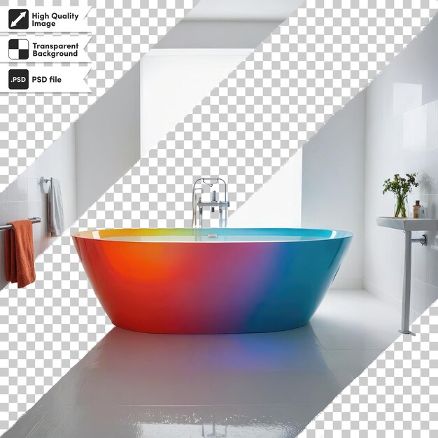 PSD interior del bagno moderno psd con vasca da bagno su sfondo trasparente con strato di maschera modificabile