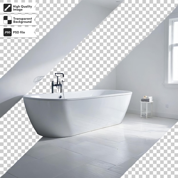 PSD interior del bagno moderno psd con vasca da bagno su sfondo trasparente con strato di maschera modificabile