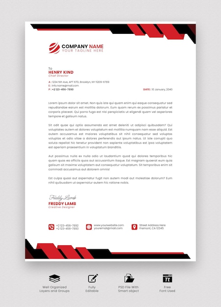 Psd modern business and corporate letterhead template