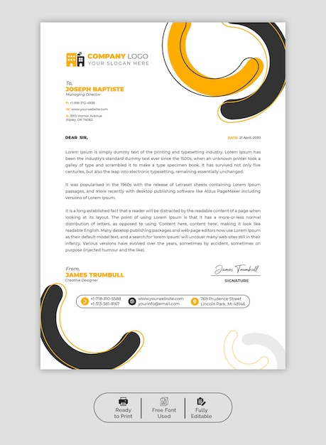 Psd modern business and corporate letterhead template