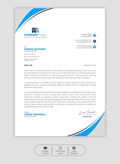 Psd modern business and corporate letterhead template