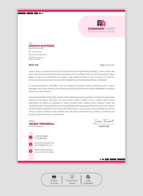 Psd modern business and corporate letterhead template