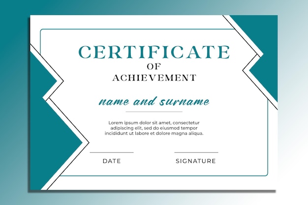 Psd modern certificate of achievement psd template