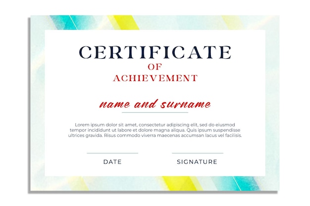 psd modern certificate of achievement psd template
